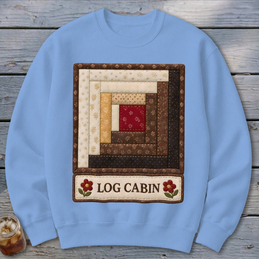 Log Cabin Faux Quilt Block Sweatshirt