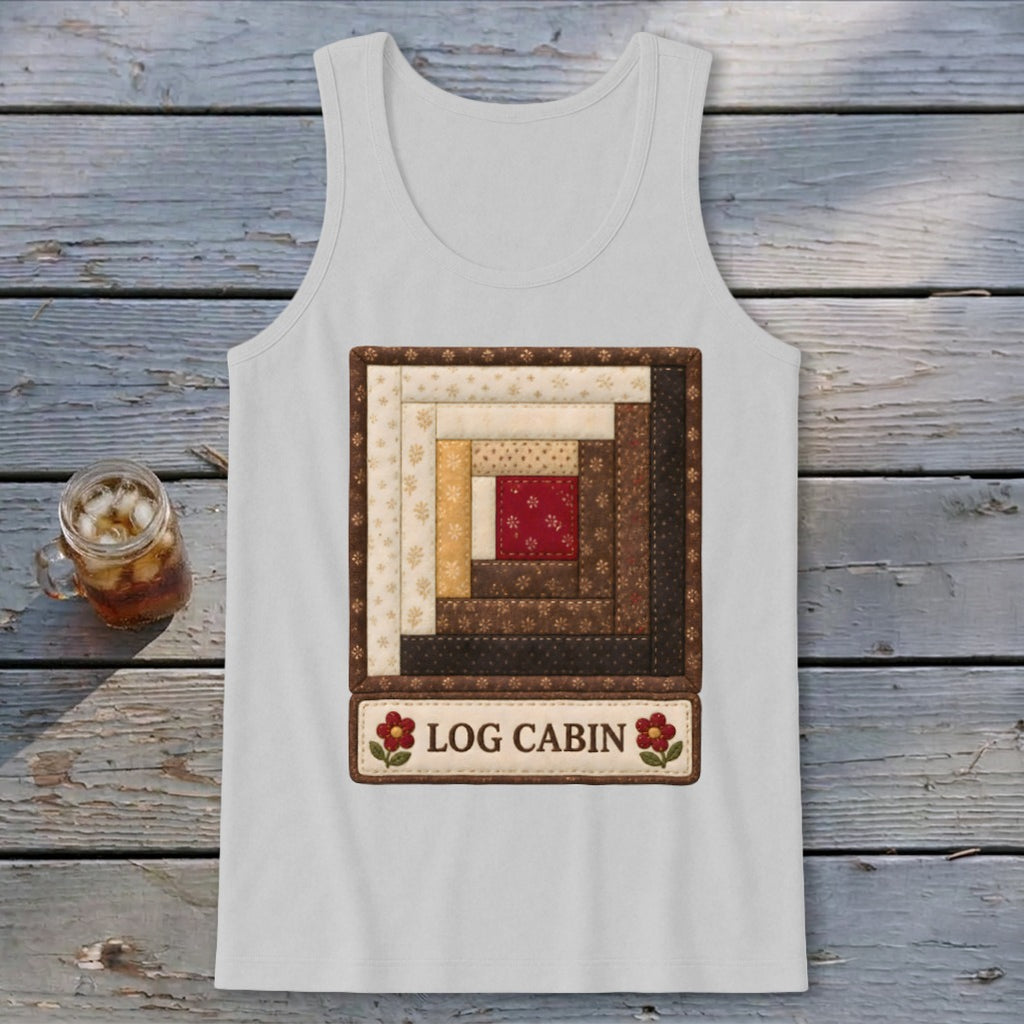 Log Cabin Faux Quilt Block Tank Top