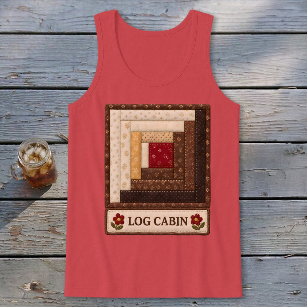 Log Cabin Faux Quilt Block Tank Top