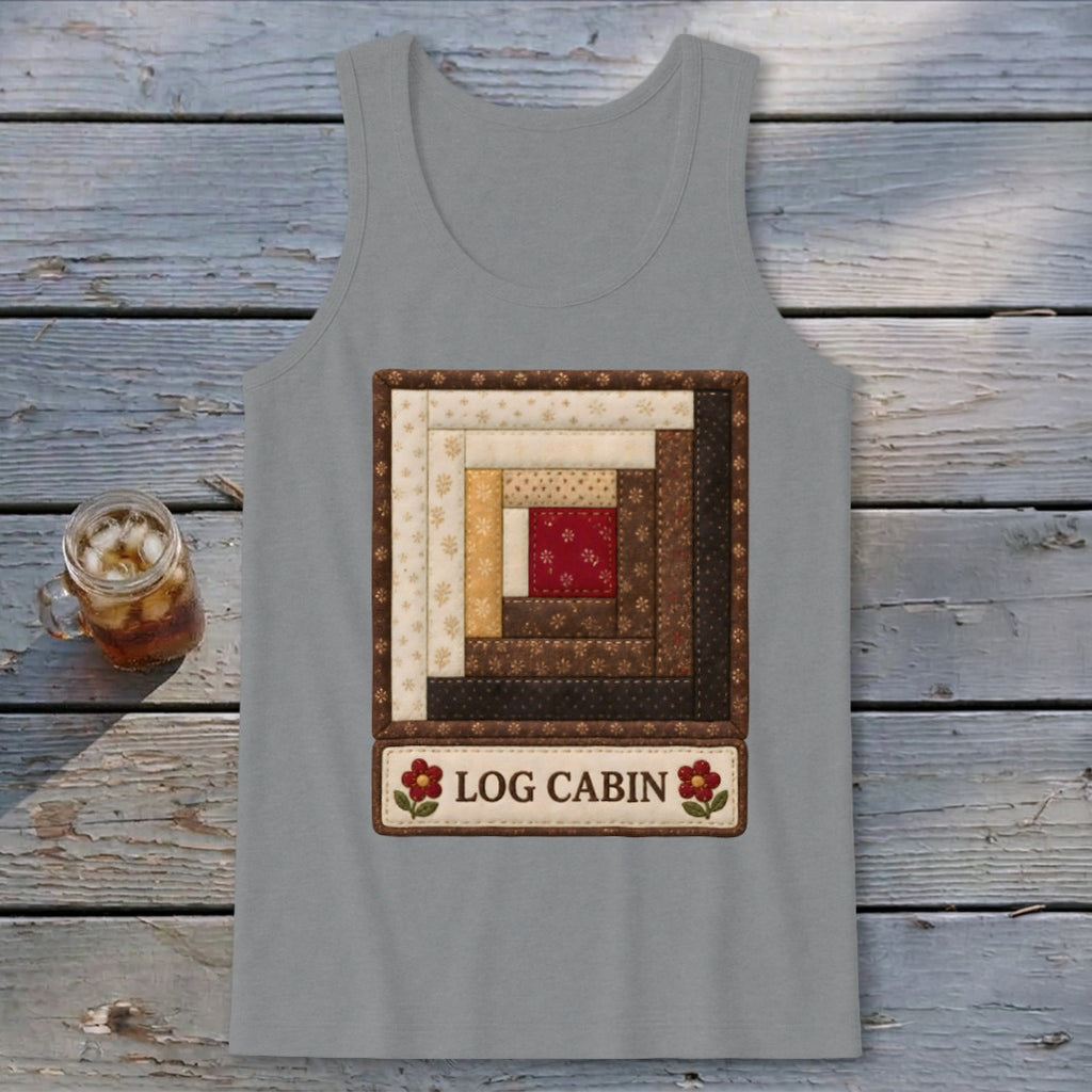 Log Cabin Faux Quilt Block Tank Top