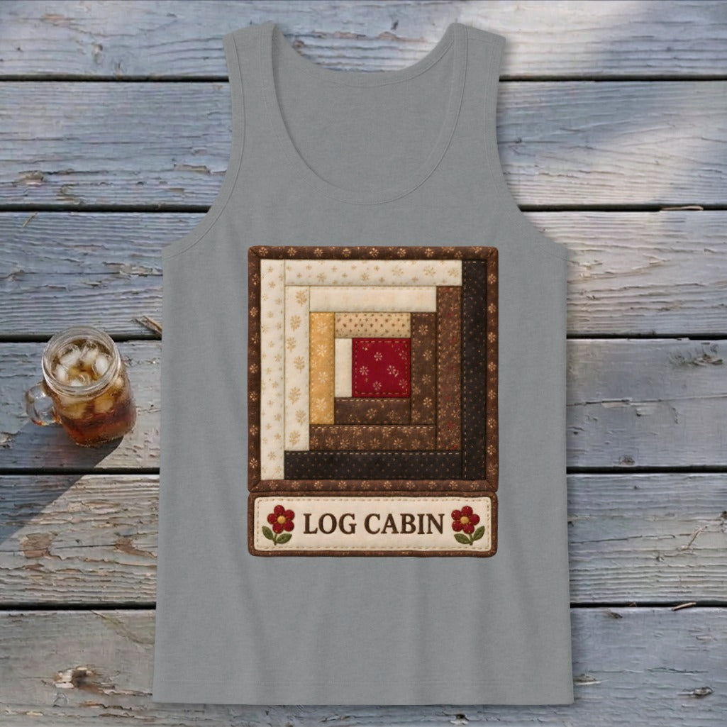 Log Cabin Faux Quilt Block Tank Top