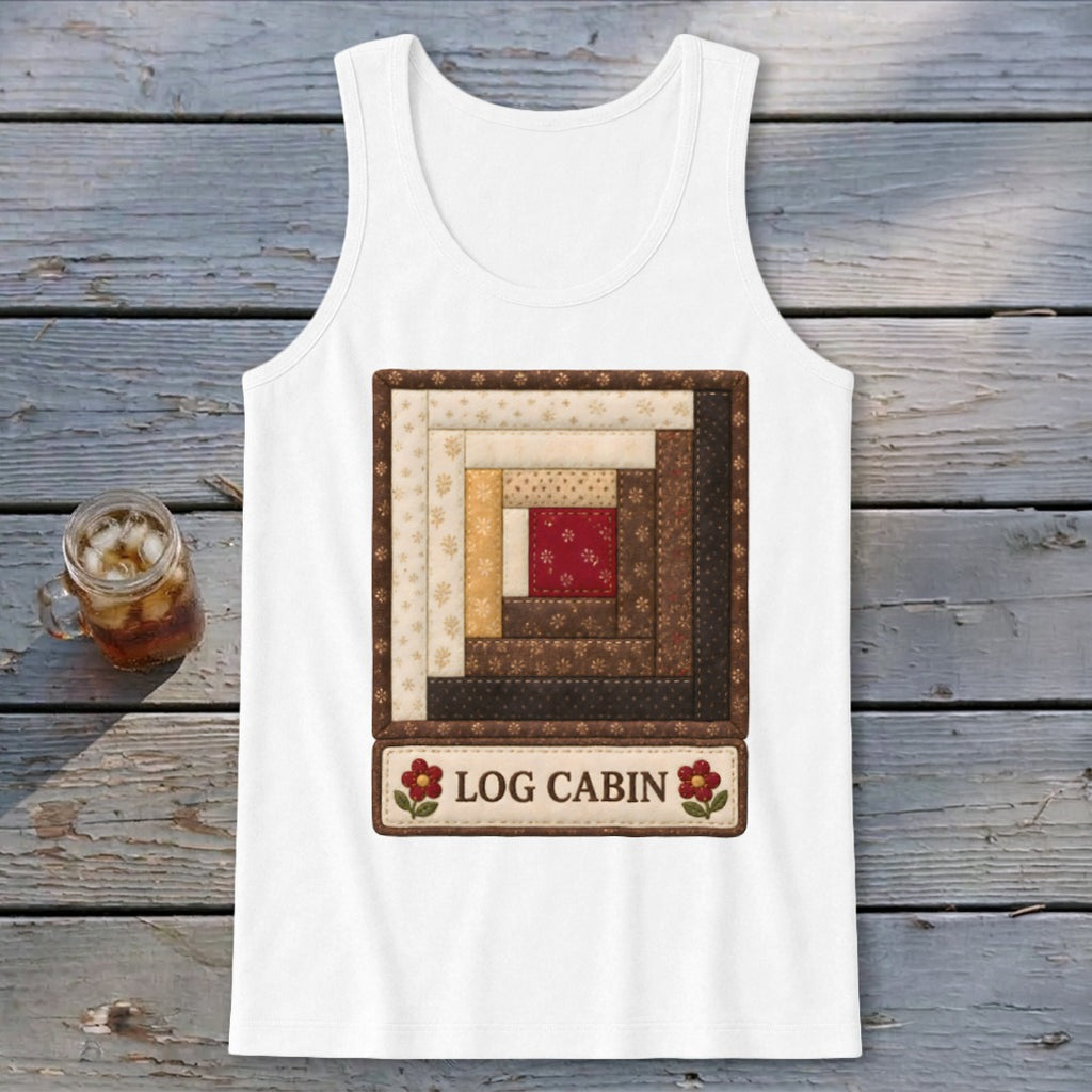 Log Cabin Faux Quilt Block Tank Top