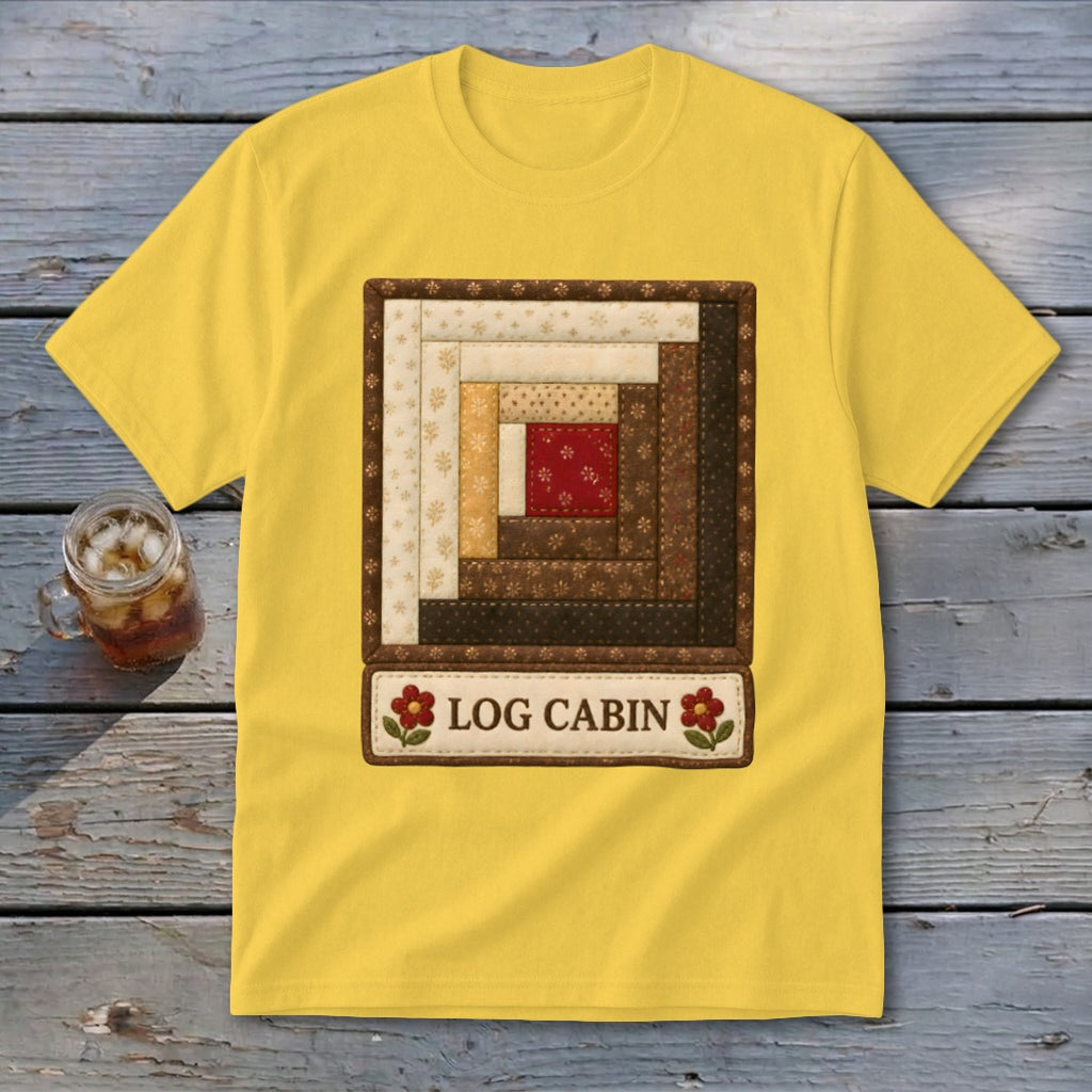Log Cabin Faux Quilt Block Youth Tee