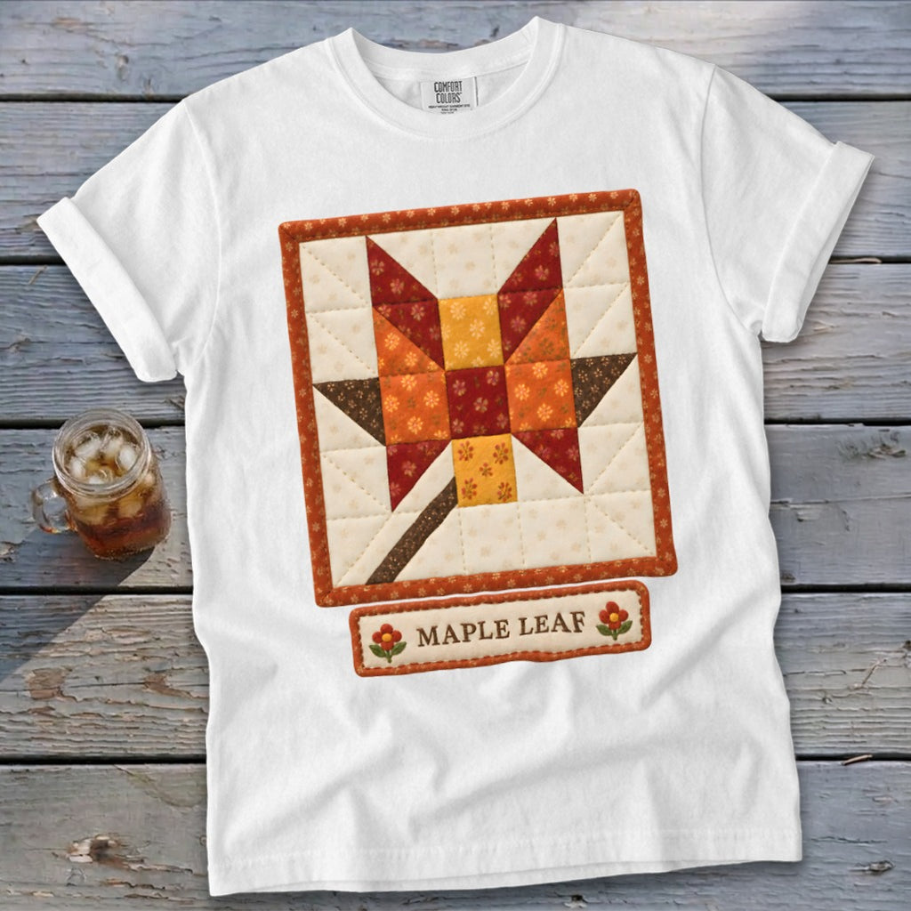 Maple Leaf Faux Quilt Block Signature Tee