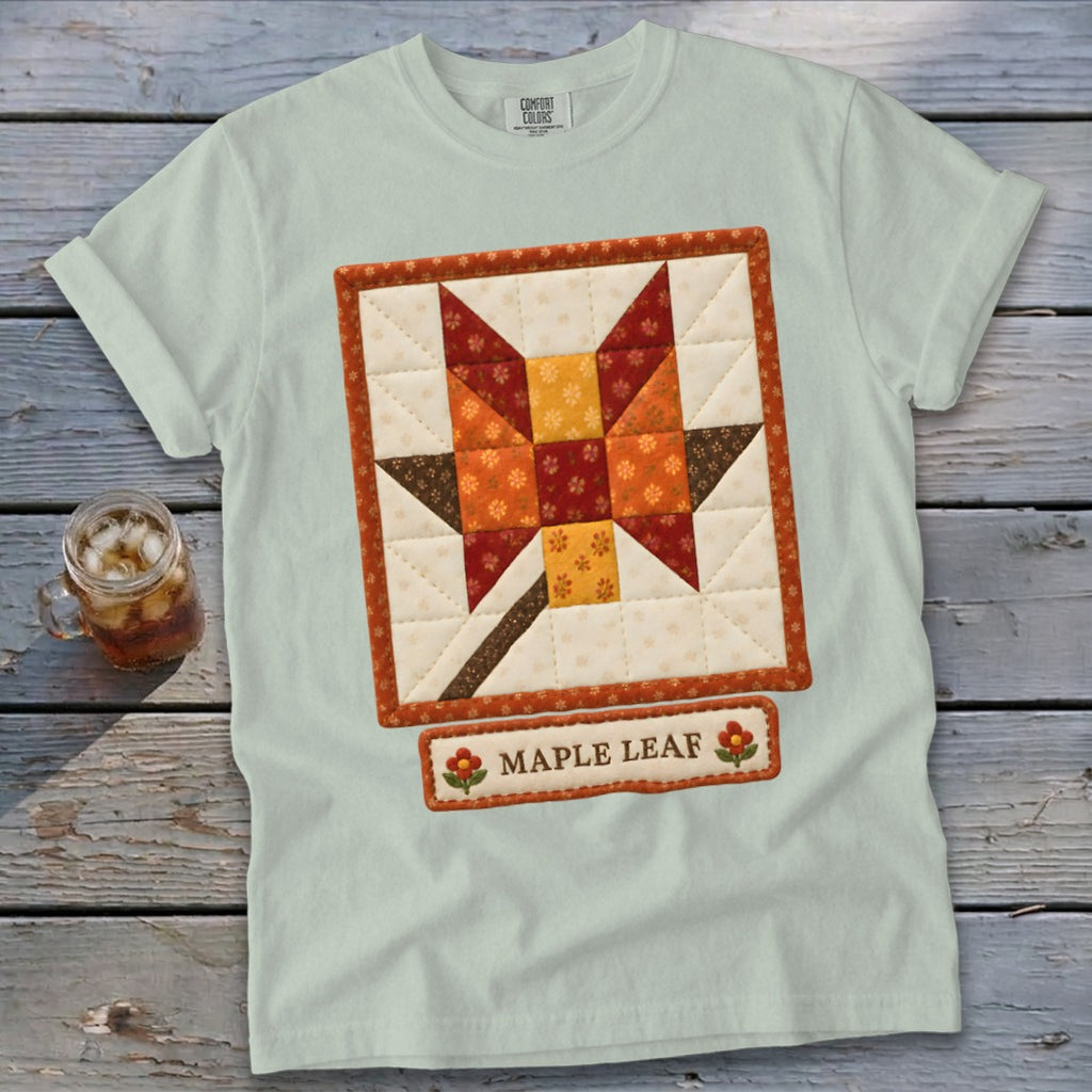 Maple Leaf Faux Quilt Block Signature Tee