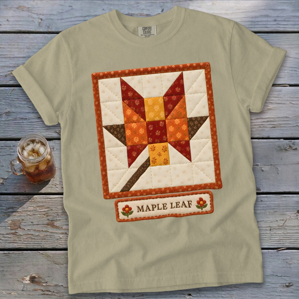 Maple Leaf Faux Quilt Block Signature Tee