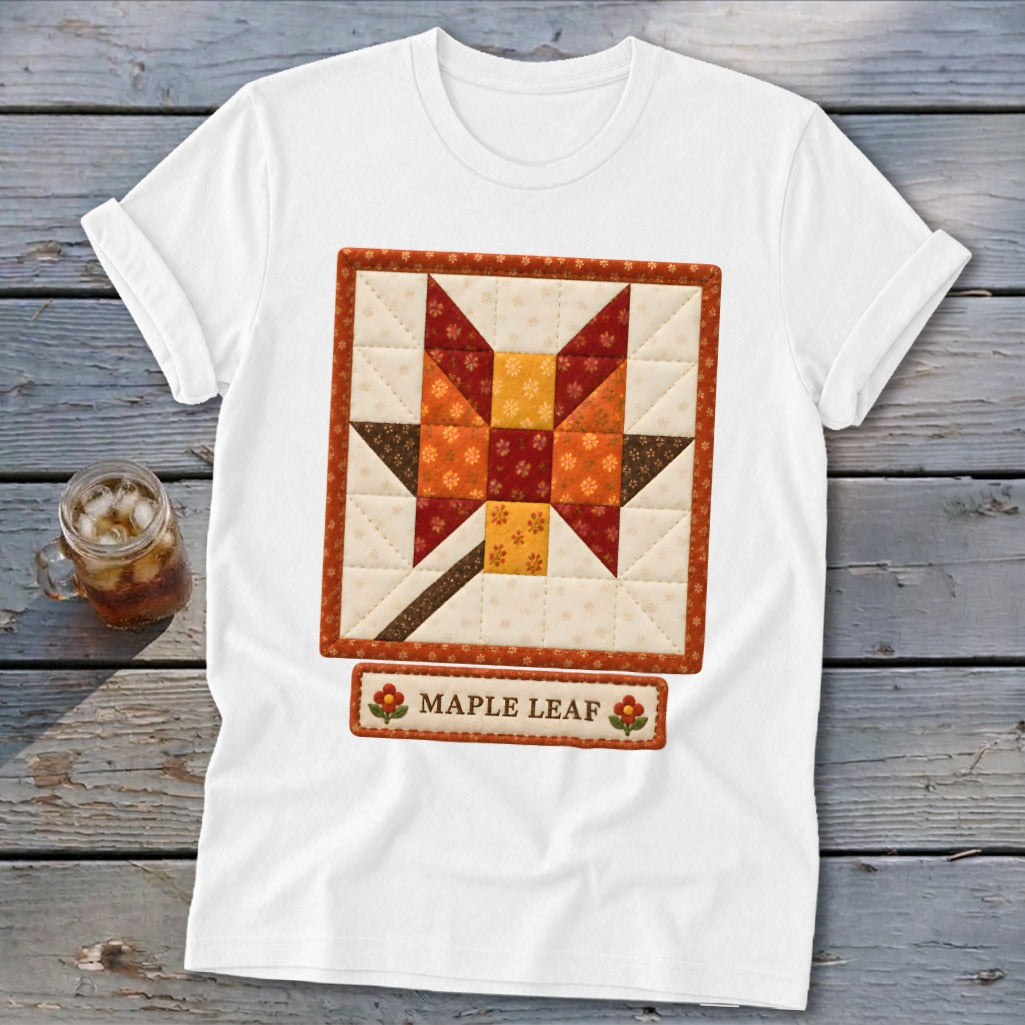 Maple Leaf Faux Quilt Block Softstyle Tee