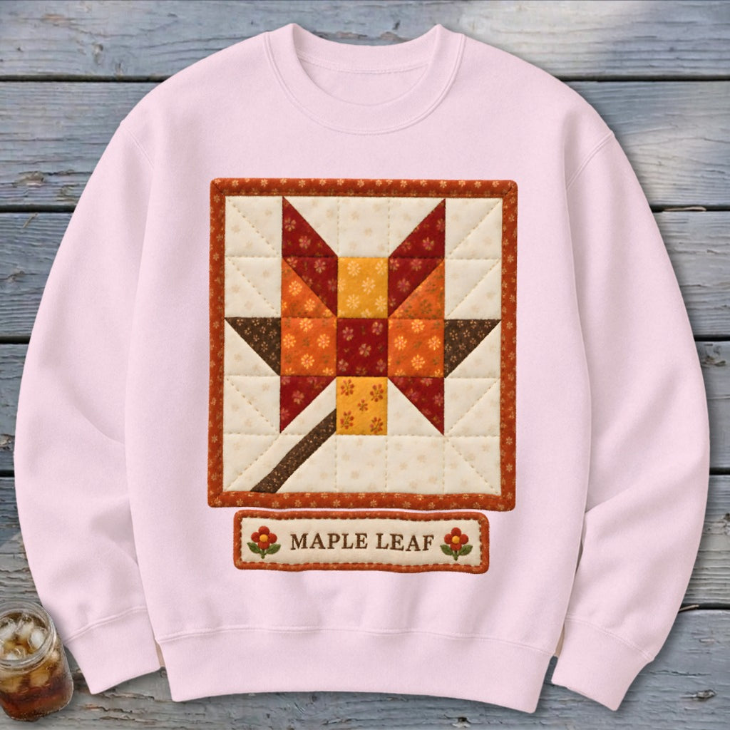 Maple Leaf Faux Quilt Block Sweatshirt