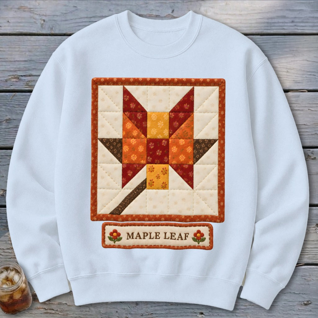 Maple Leaf Faux Quilt Block Sweatshirt