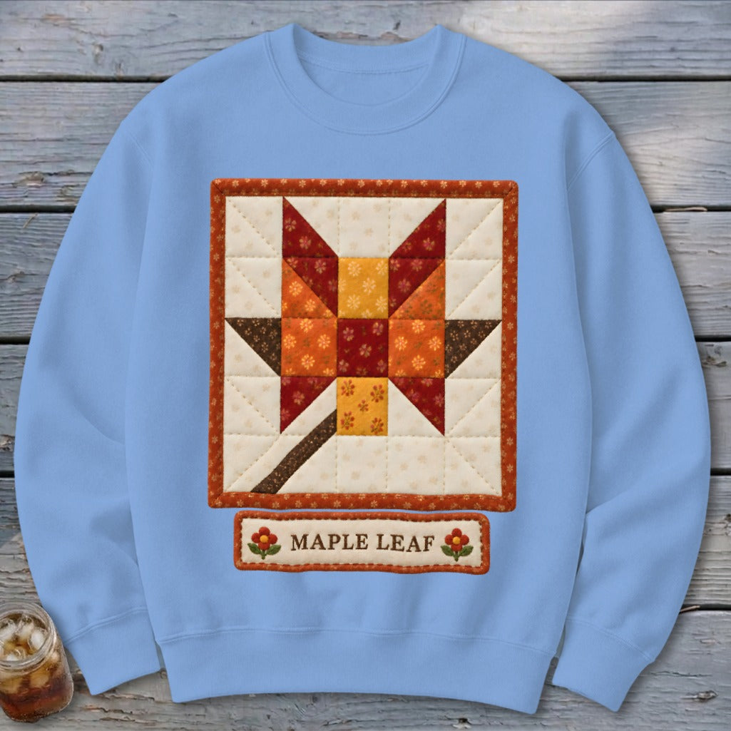 Maple Leaf Faux Quilt Block Sweatshirt