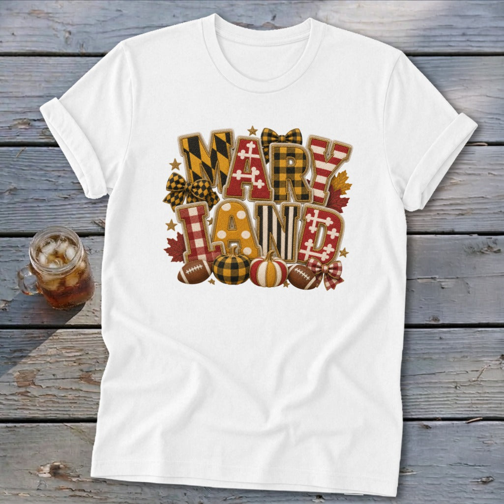 Maryland Faux Chenille Fall Patch Softstyle Tee