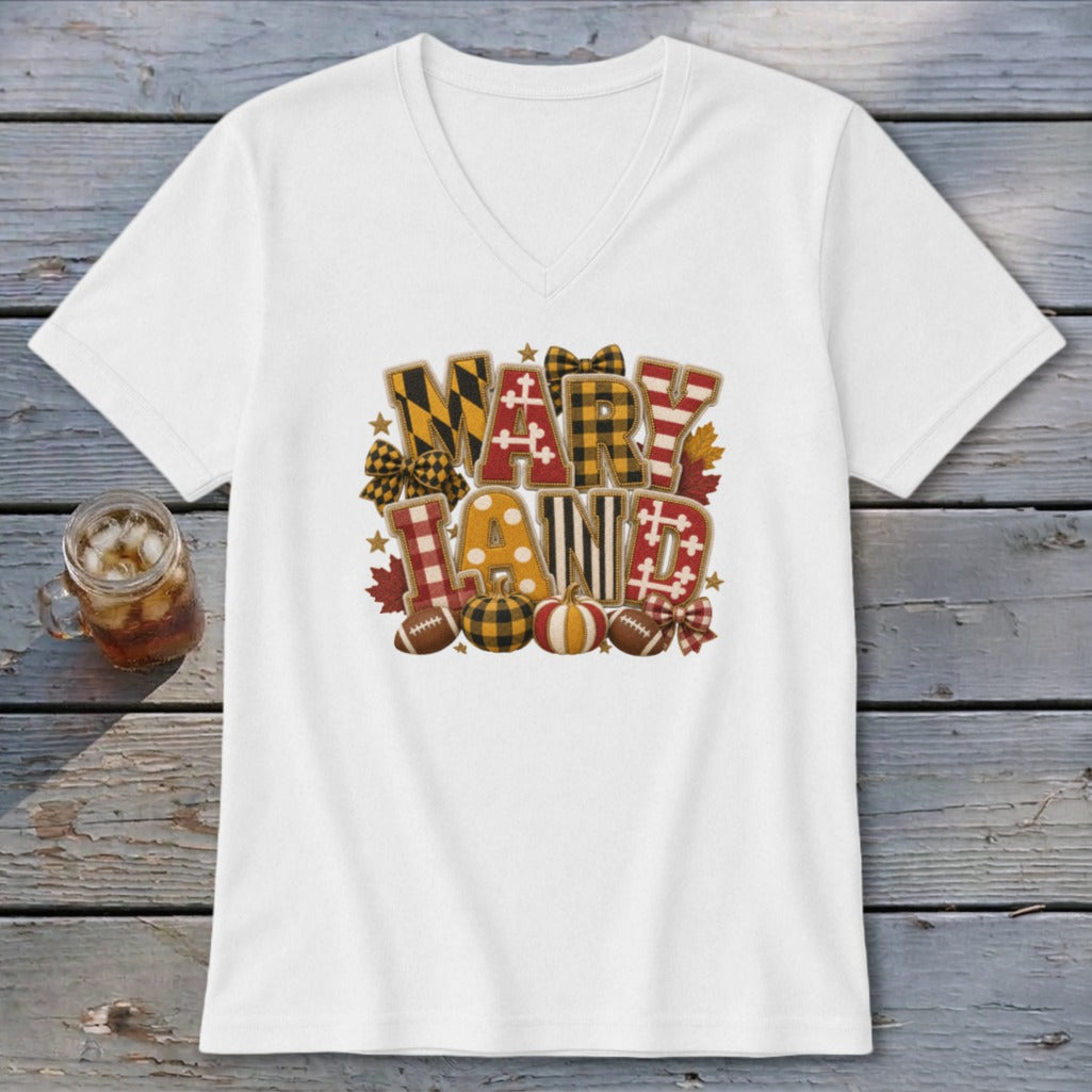 Maryland Faux Chenille Fall Patch V-neck