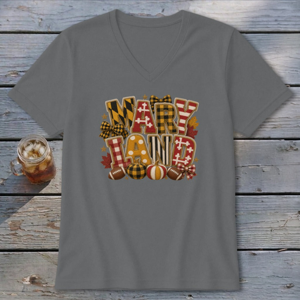 Maryland Faux Chenille Fall Patch V-neck