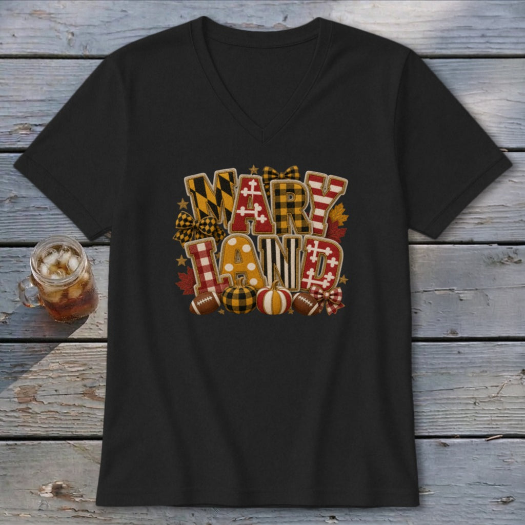 Maryland Faux Chenille Fall Patch V-neck