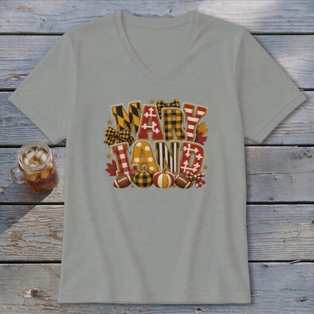 Maryland Faux Chenille Fall Patch V-neck