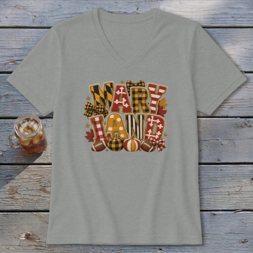 Maryland Faux Chenille Fall Patch V-neck