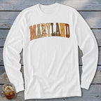 Maryland Faux Embroidery Letters Long Sleeve Tee