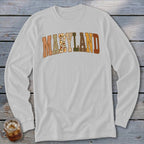 Maryland Faux Embroidery Letters Long Sleeve Tee