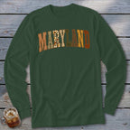 Maryland Faux Embroidery Letters Long Sleeve Tee