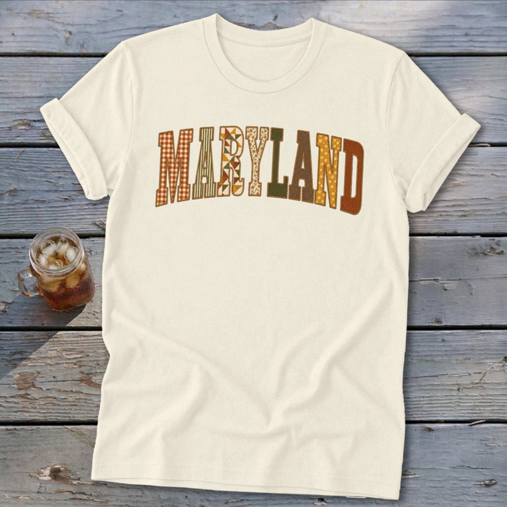 Maryland Faux Embroidery Letters Softstyle Tee