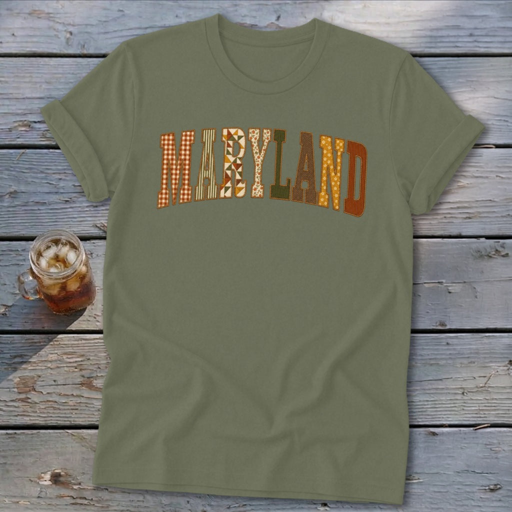 Maryland Faux Embroidery Letters Softstyle Tee