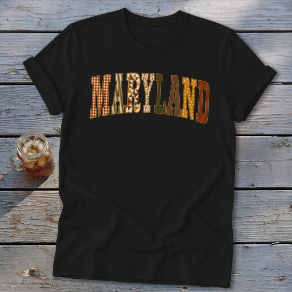 Maryland Faux Embroidery Letters Softstyle Tee