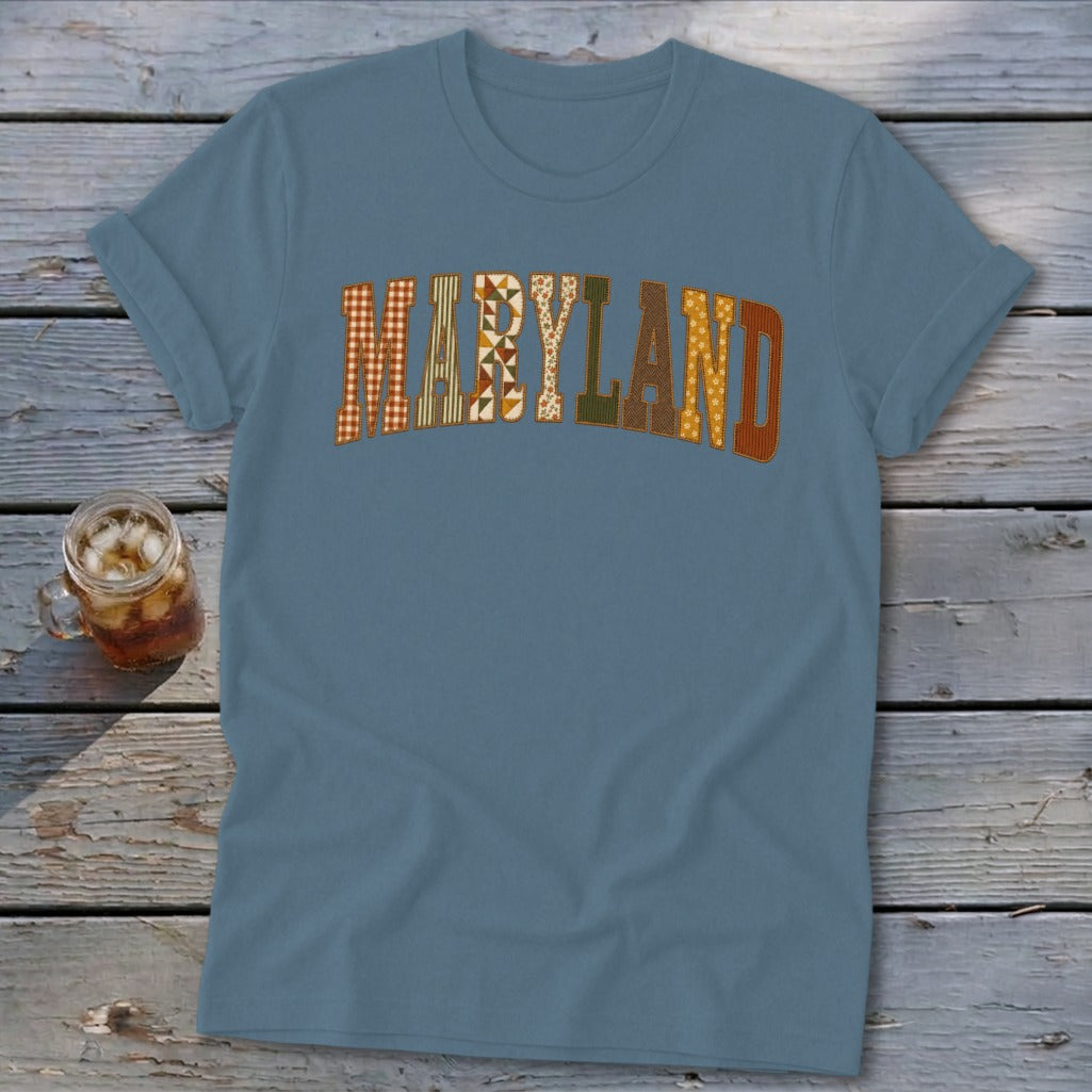 Maryland Faux Embroidery Letters Softstyle Tee