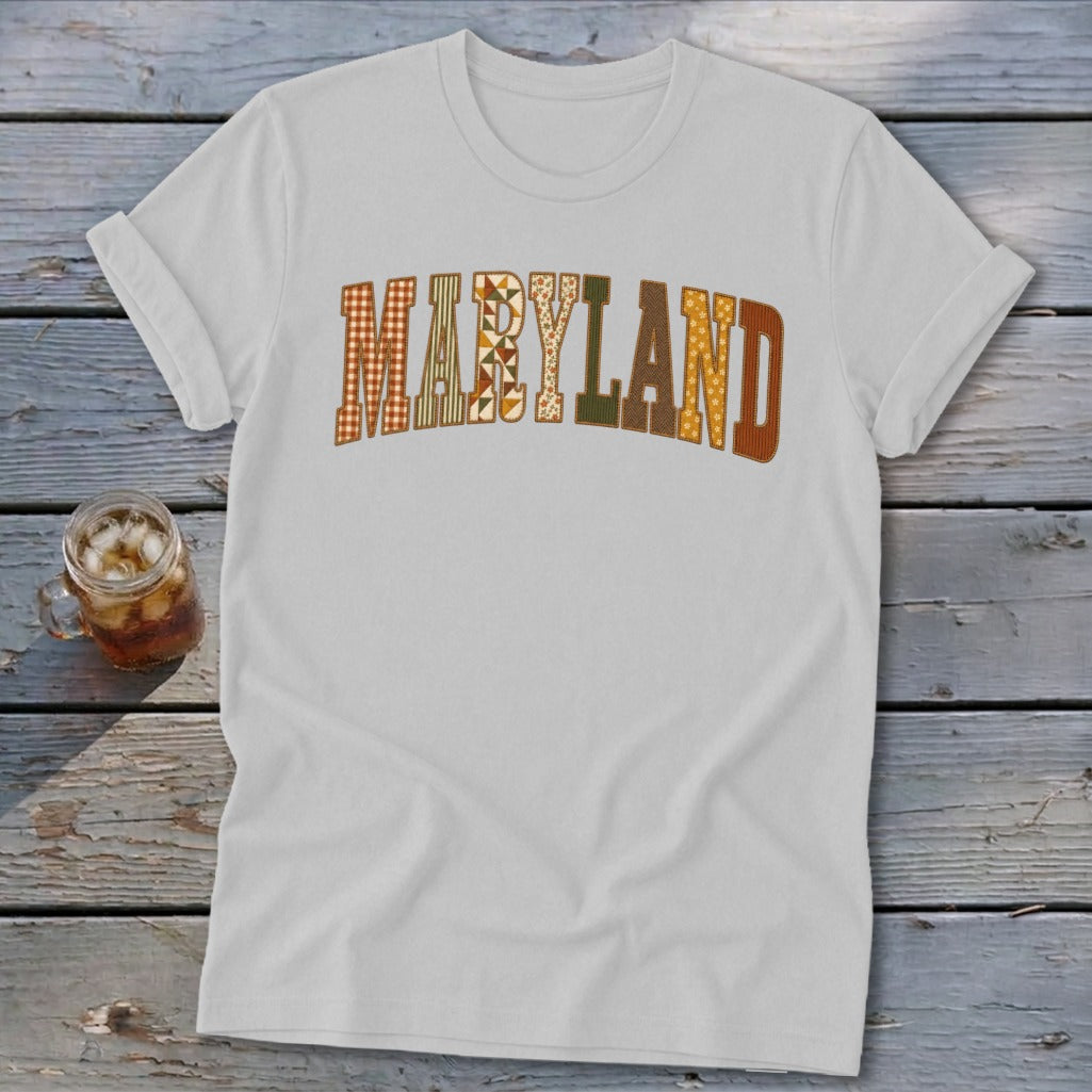 Maryland Faux Embroidery Letters Softstyle Tee