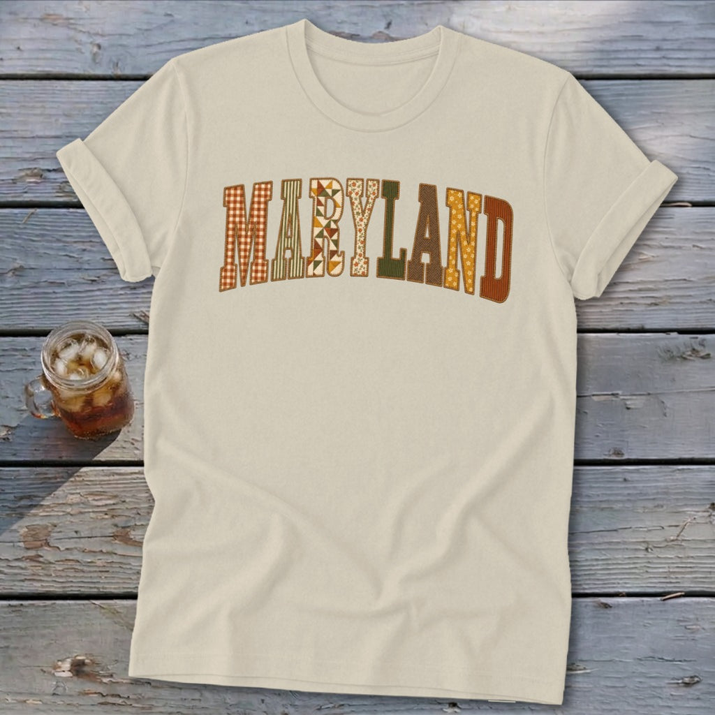 Maryland Faux Embroidery Letters Softstyle Tee