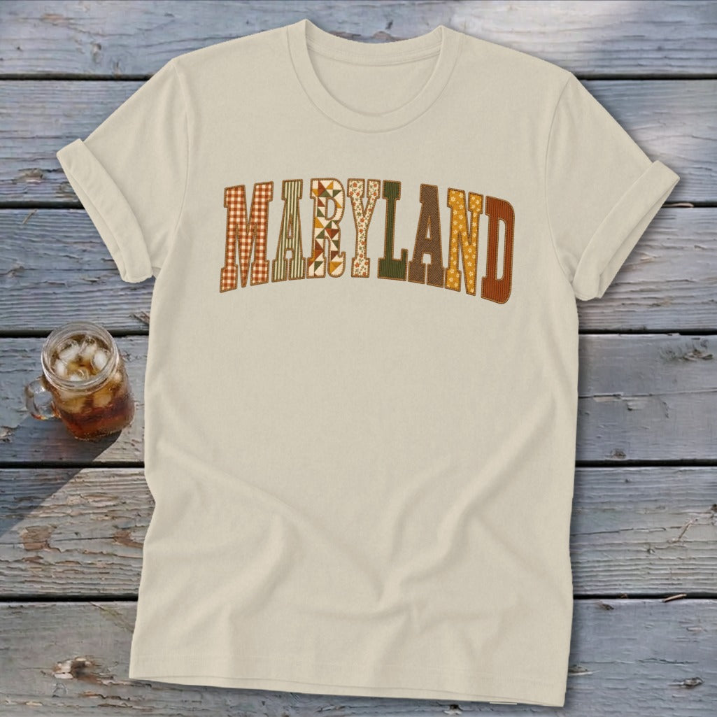 Maryland Faux Embroidery Letters Softstyle Tee