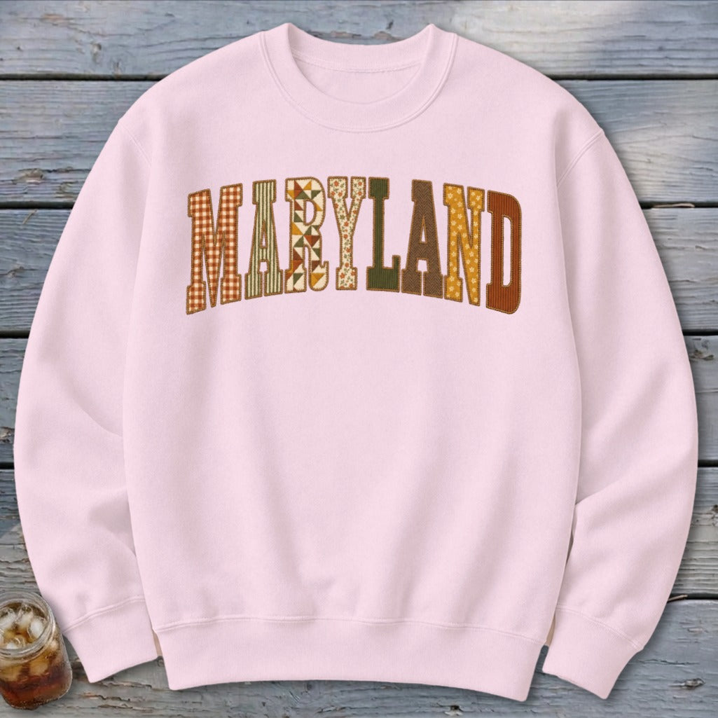 Maryland Faux Embroidery Letters Sweatshirt