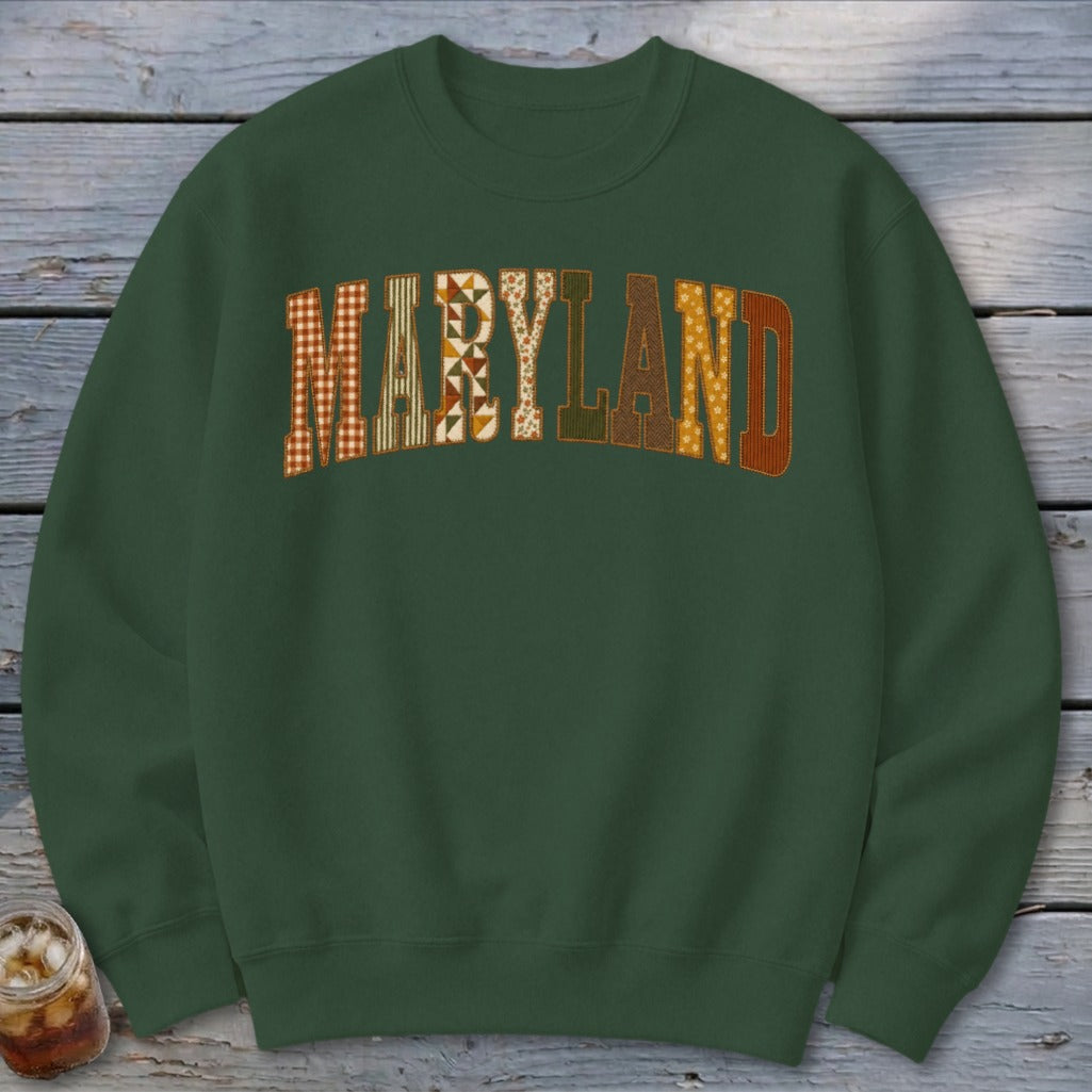 Maryland Faux Embroidery Letters Sweatshirt