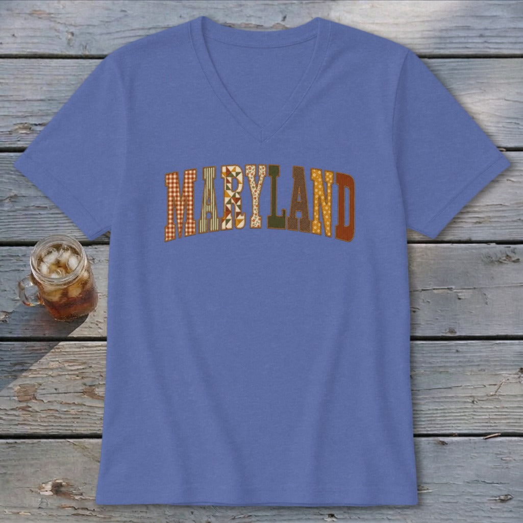Maryland Faux Embroidery Letters V-neck