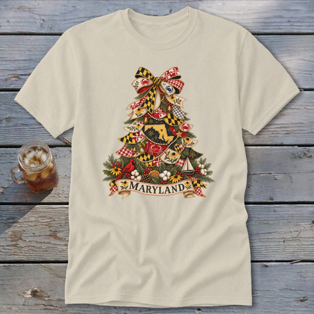 Maryland Faux Patchwork Christmas Tree Classic Tee