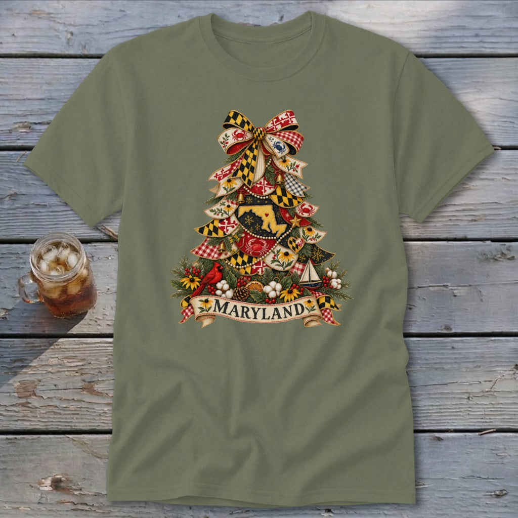 Maryland Faux Patchwork Christmas Tree Classic Tee