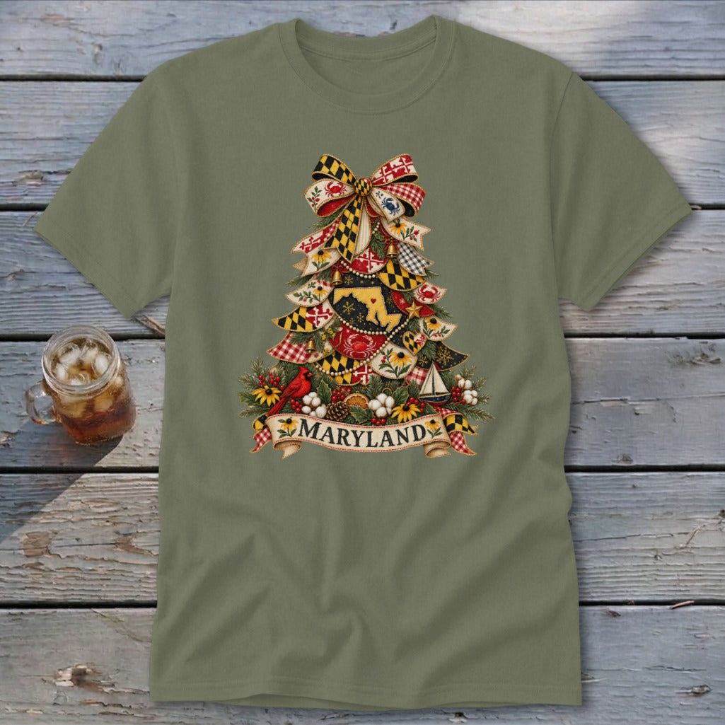 Maryland Faux Patchwork Christmas Tree Classic Tee
