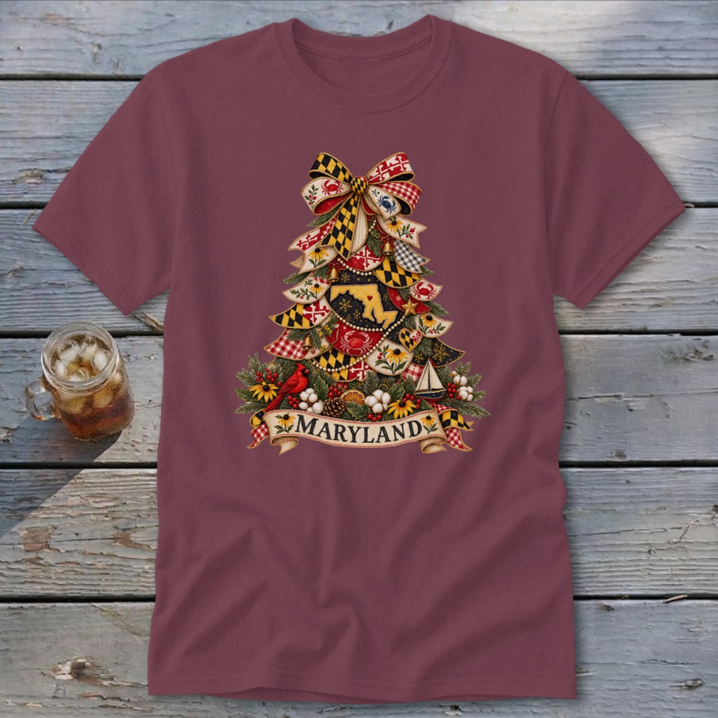 Maryland Faux Patchwork Christmas Tree Classic Tee