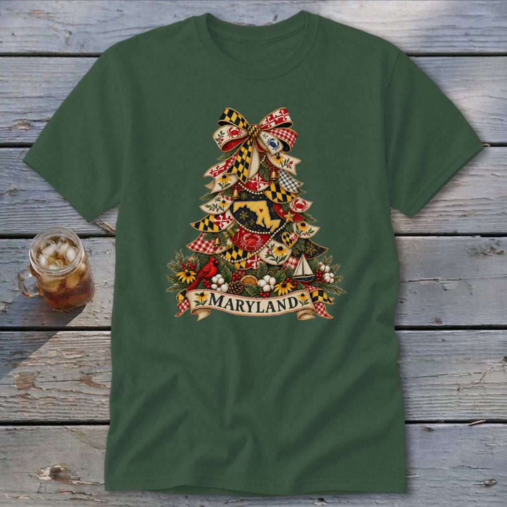 Maryland Faux Patchwork Christmas Tree Classic Tee