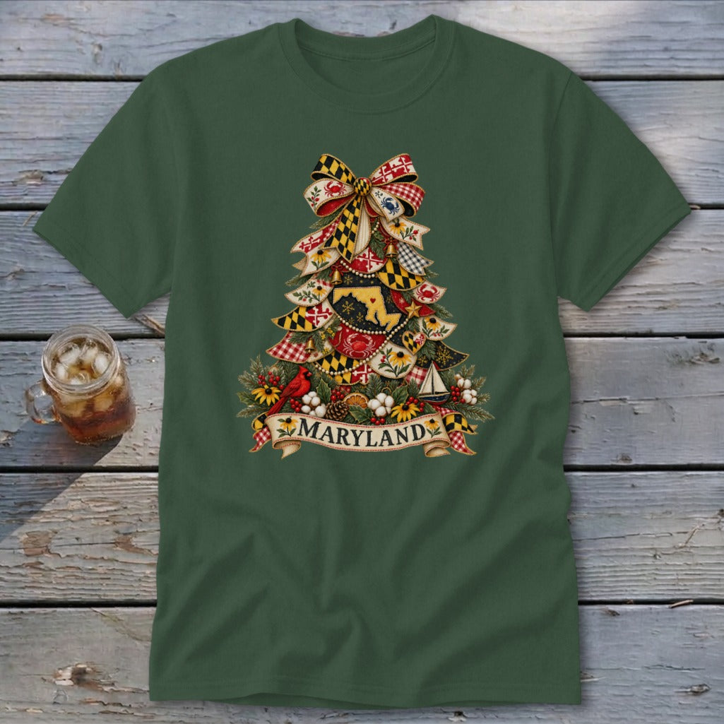 Maryland Faux Patchwork Christmas Tree Classic Tee
