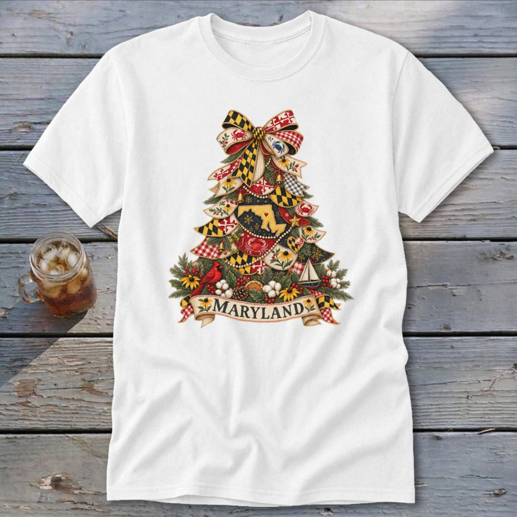 Maryland Faux Patchwork Christmas Tree Classic Tee