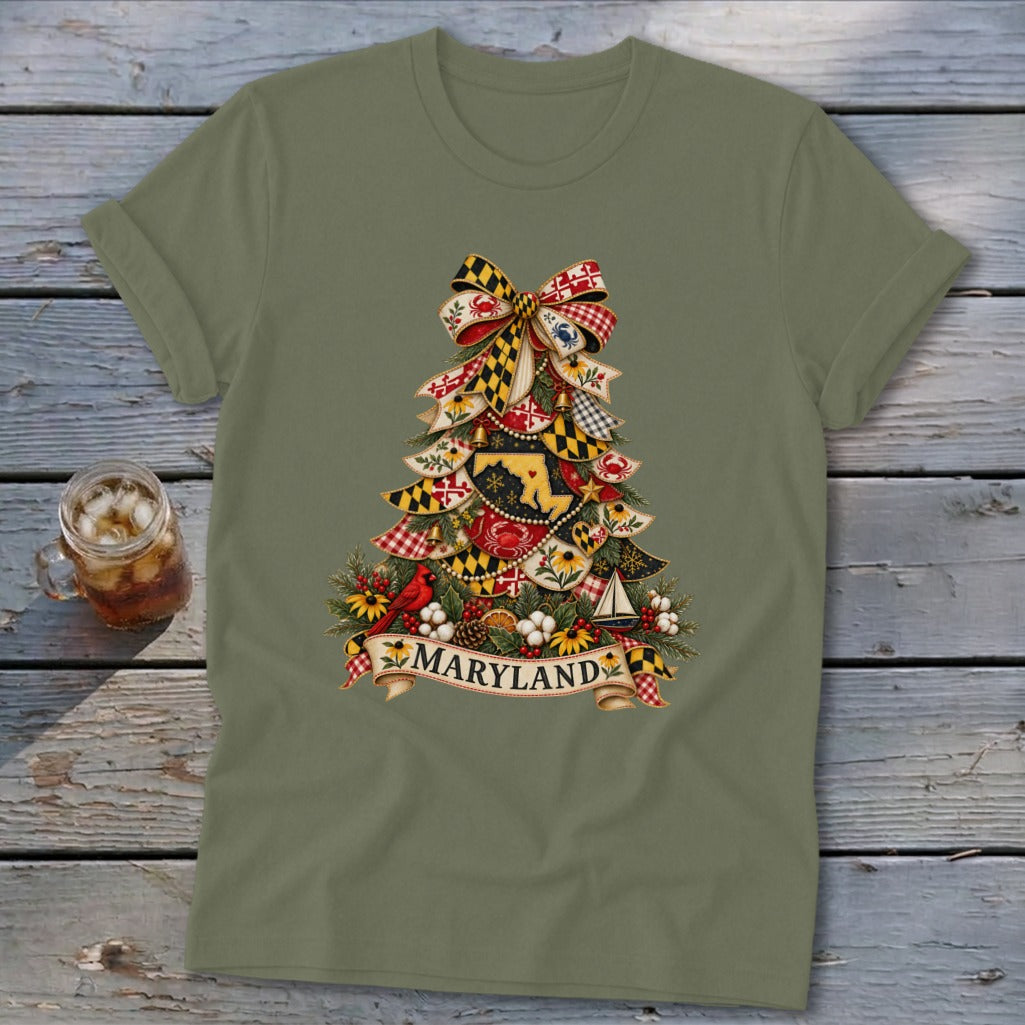 Maryland Faux Patchwork Christmas Tree Softstyle Tee