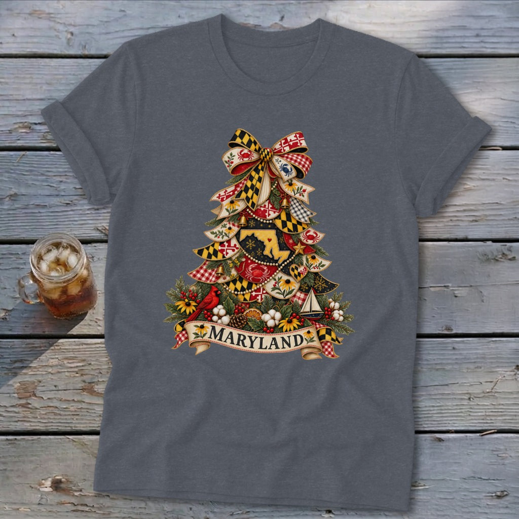 Maryland Faux Patchwork Christmas Tree Softstyle Tee
