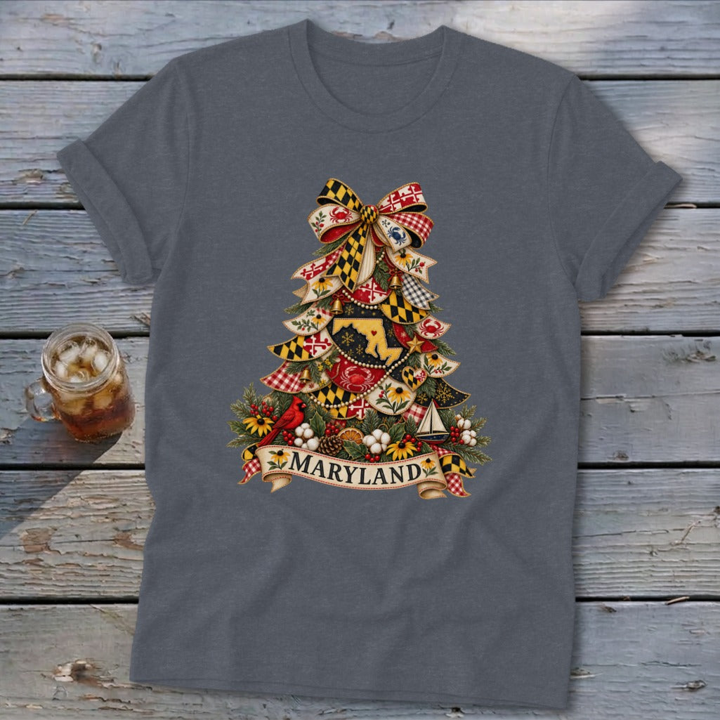 Maryland Faux Patchwork Christmas Tree Softstyle Tee