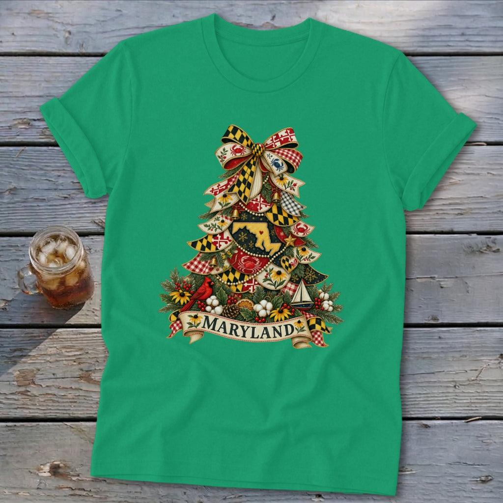 Maryland Faux Patchwork Christmas Tree Softstyle Tee