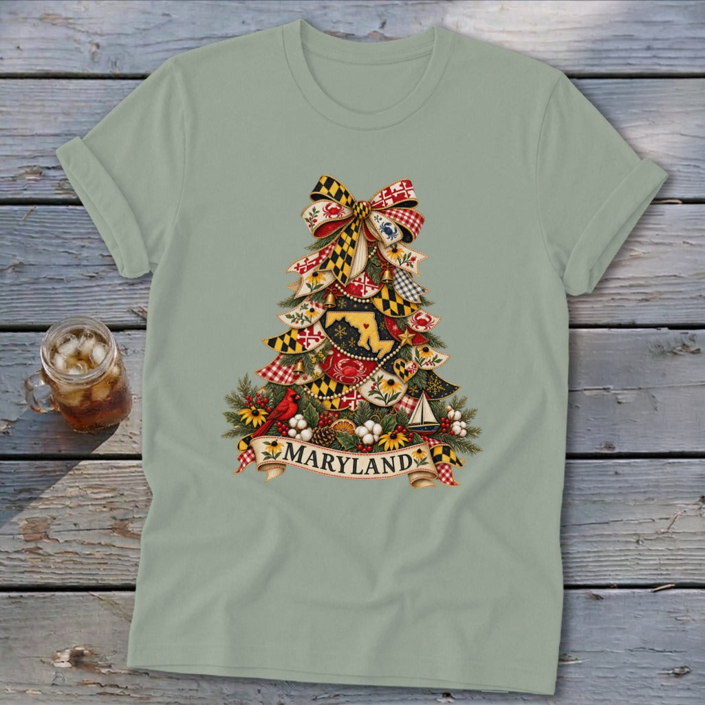 Maryland Faux Patchwork Christmas Tree Softstyle Tee