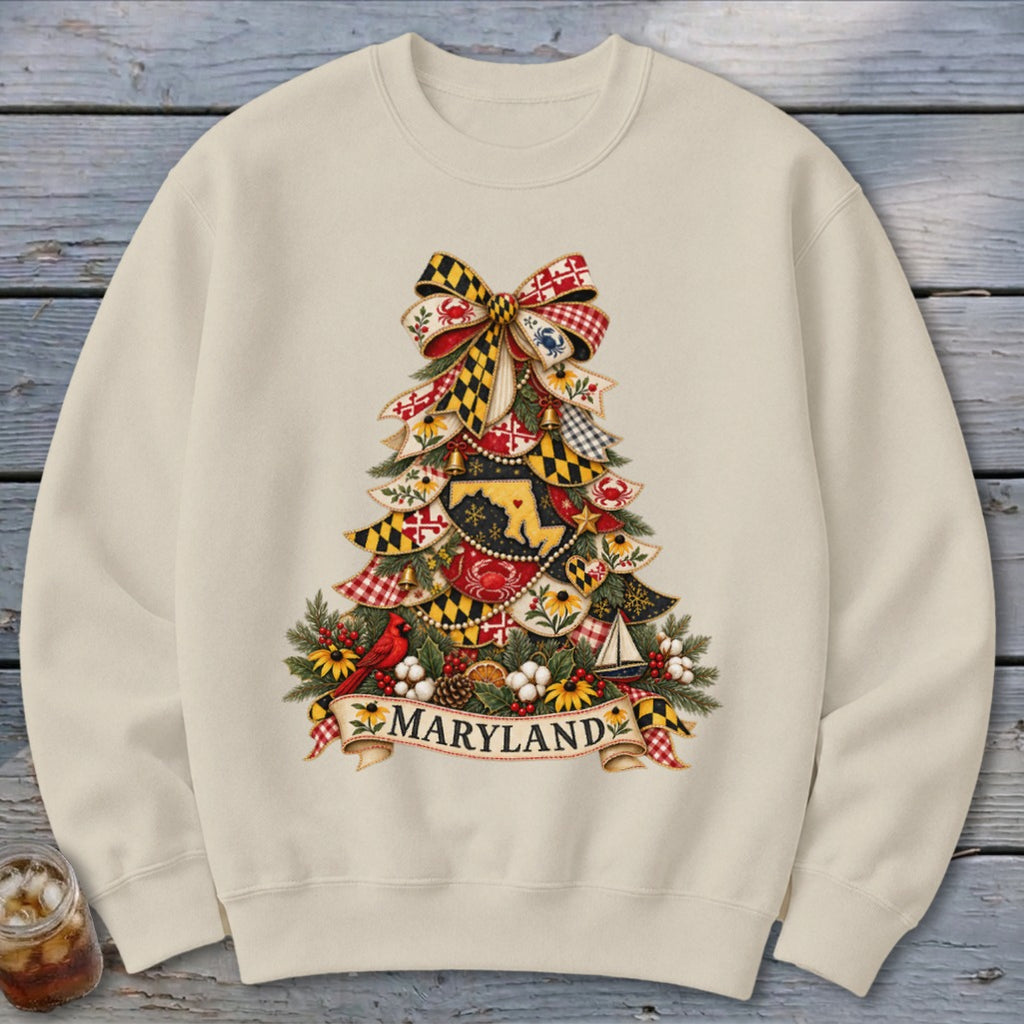 Maryland Faux Patchwork Christmas Tree Sweatshirt
