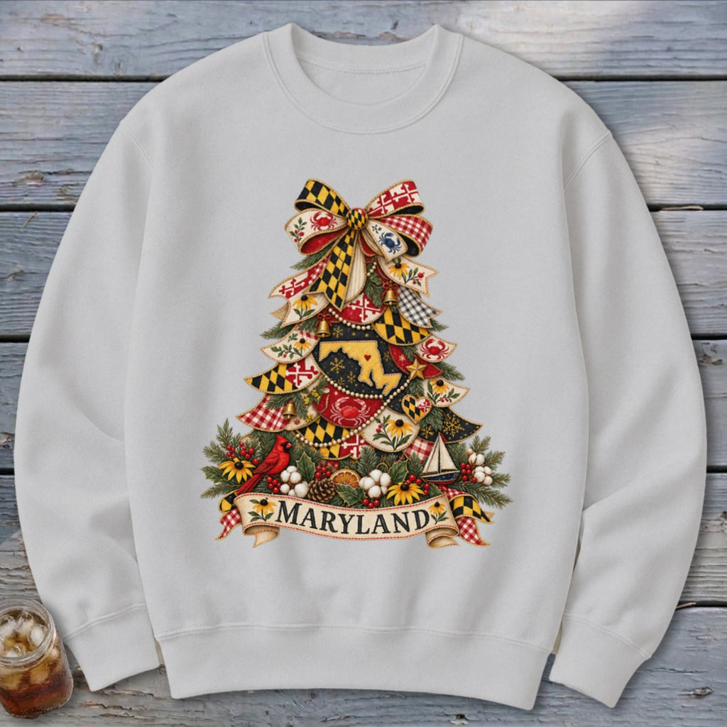 Maryland Faux Patchwork Christmas Tree Sweatshirt