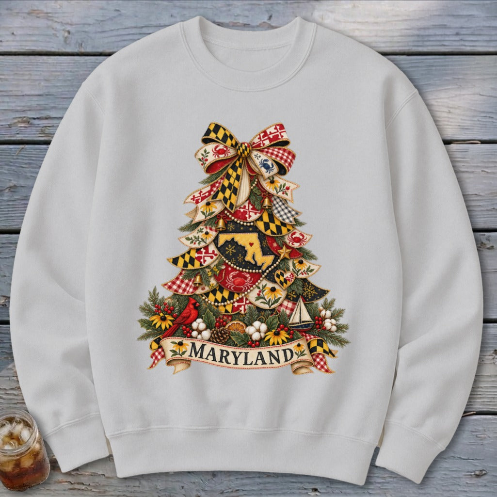 Maryland Faux Patchwork Christmas Tree Sweatshirt