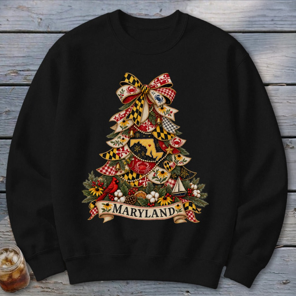 Maryland Faux Patchwork Christmas Tree Sweatshirt