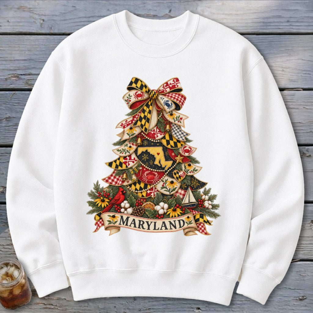 Maryland Faux Patchwork Christmas Tree Sweatshirt